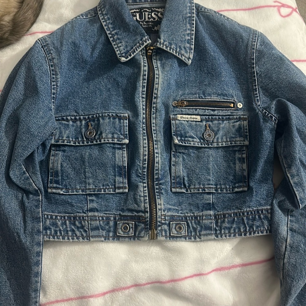 Guess Blue Cropped Jean Jacket